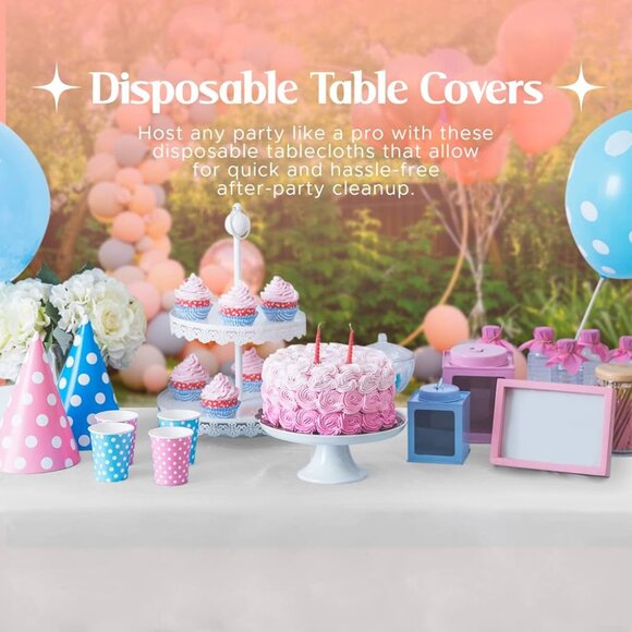 Set of 4 Brand New Large 54" x 108" Rectangular White Plastic Tablecloths! - Picture 14 of 16